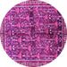 Round Machine Washable Persian Pink Traditional Rug, wshtr711pnk