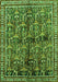 Serging Thickness of Machine Washable Persian Green Traditional Area Rugs, wshtr711grn