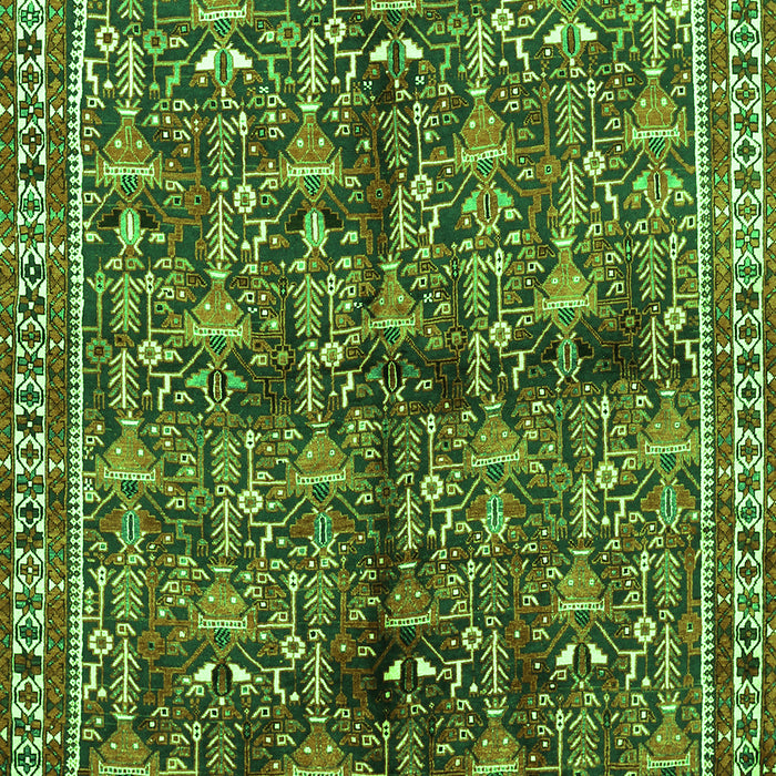 Serging Thickness of Machine Washable Persian Green Traditional Area Rugs, wshtr711grn