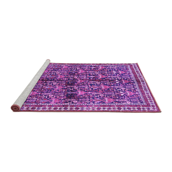 Sideview of Machine Washable Persian Purple Traditional Area Rugs, wshtr711pur