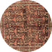 Round Persian Brown Traditional Rug, tr711brn