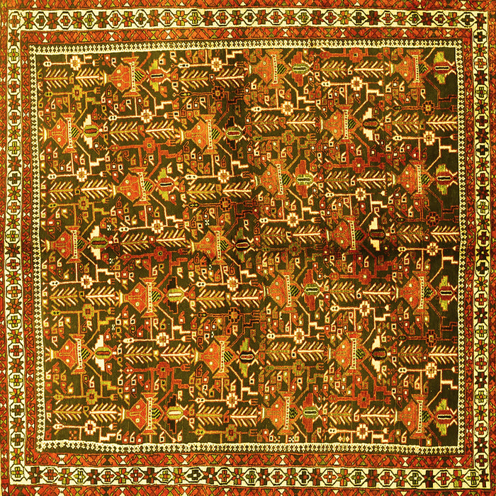 Square Persian Yellow Traditional Rug, tr711yw