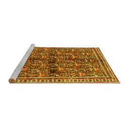 Sideview of Machine Washable Persian Yellow Traditional Rug, wshtr711yw