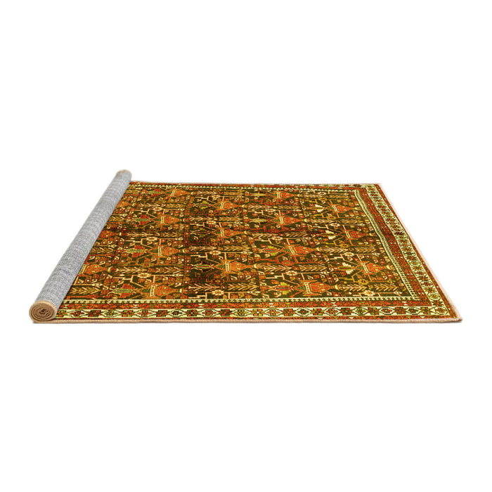 Sideview of Machine Washable Persian Yellow Traditional Rug, wshtr711yw