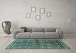 Machine Washable Persian Turquoise Traditional Area Rugs in a Living Room,, wshtr711turq