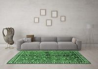 Machine Washable Persian Emerald Green Traditional Rug, wshtr711emgrn