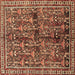 Square Machine Washable Persian Brown Traditional Rug, wshtr711brn