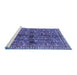 Sideview of Machine Washable Persian Blue Traditional Rug, wshtr711blu