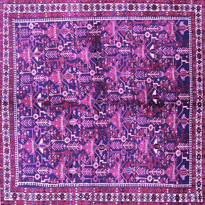 Square Machine Washable Persian Purple Traditional Area Rugs, wshtr711pur