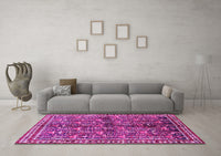 Machine Washable Persian Pink Traditional Rug, wshtr711pnk