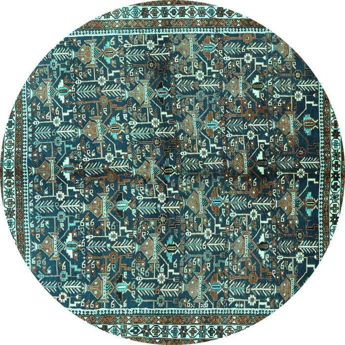 Round Persian Turquoise Traditional Rug, tr711turq