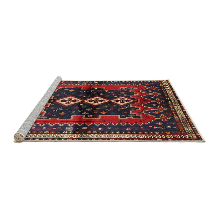 Sideview of Machine Washable Traditional Saffron Red Rug, wshtr712