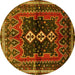 Round Persian Yellow Traditional Rug, tr712yw