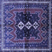 Square Machine Washable Persian Blue Traditional Rug, wshtr712blu