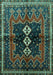 Machine Washable Persian Turquoise Traditional Area Rugs, wshtr712turq