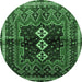 Round Persian Emerald Green Traditional Rug, tr712emgrn