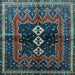 Square Machine Washable Persian Light Blue Traditional Rug, wshtr712lblu