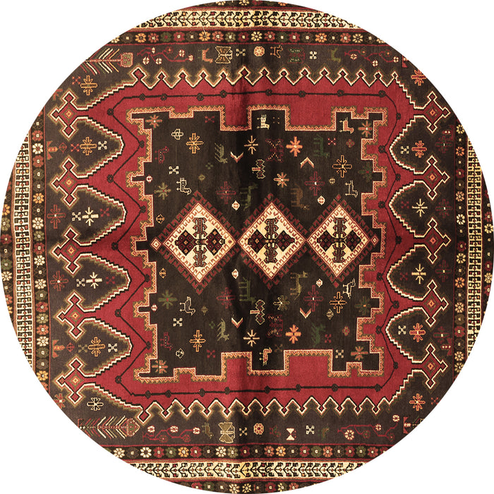 Round Persian Brown Traditional Rug, tr712brn