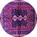 Round Machine Washable Persian Purple Traditional Area Rugs, wshtr712pur