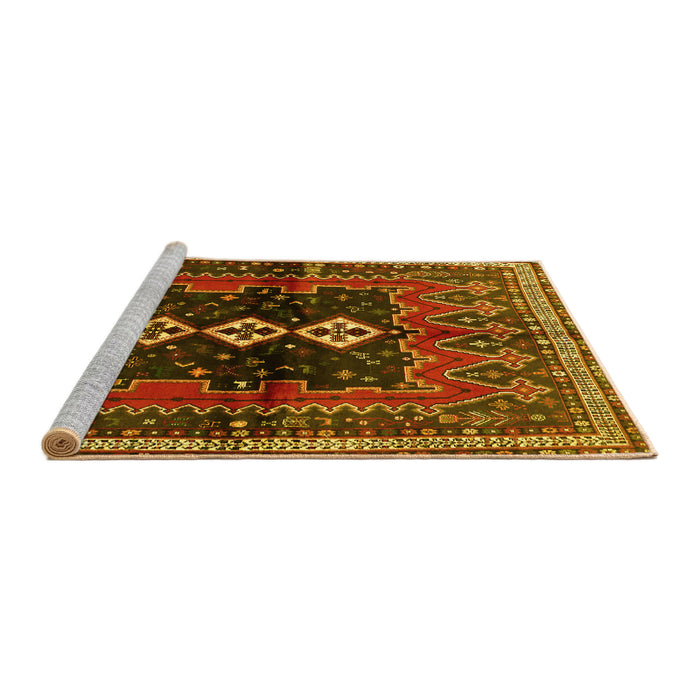 Sideview of Machine Washable Persian Yellow Traditional Rug, wshtr712yw