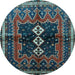 Round Machine Washable Persian Light Blue Traditional Rug, wshtr712lblu