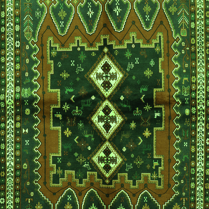 Serging Thickness of Machine Washable Persian Green Traditional Area Rugs, wshtr712grn