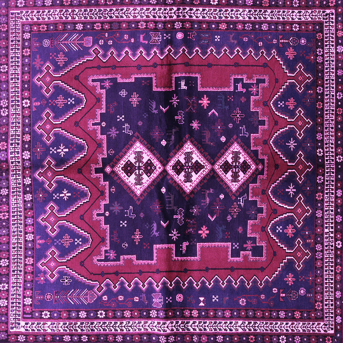 Square Machine Washable Persian Purple Traditional Area Rugs, wshtr712pur