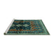 Sideview of Machine Washable Persian Turquoise Traditional Area Rugs, wshtr712turq