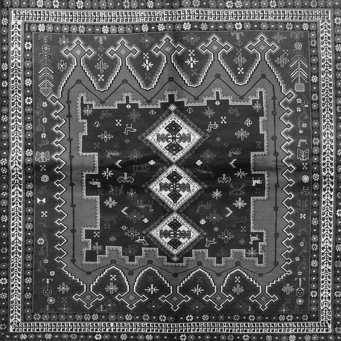 Round Machine Washable Persian Gray Traditional Rug, wshtr712gry