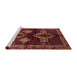 Sideview of Machine Washable Traditional Dark Gold Brown Rug, wshtr713