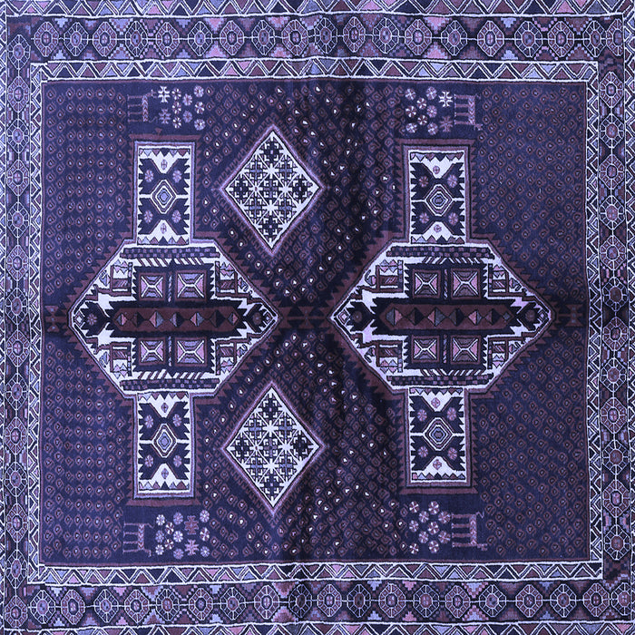 Square Machine Washable Persian Blue Traditional Rug, wshtr713blu