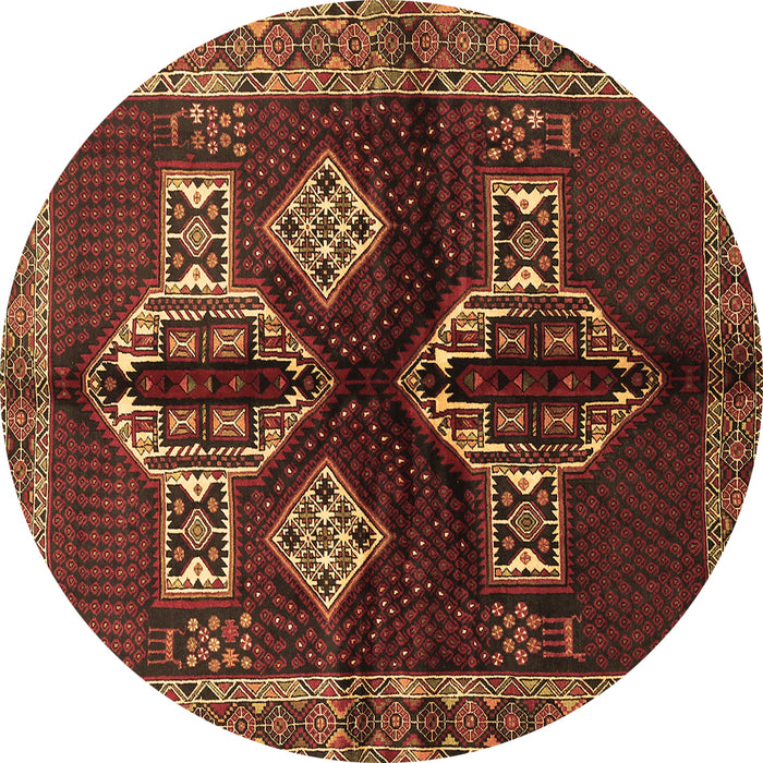 Round Persian Brown Traditional Rug, tr713brn