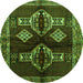 Square Persian Green Traditional Rug, tr713grn