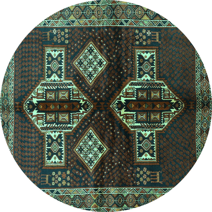 Round Machine Washable Persian Turquoise Traditional Area Rugs, wshtr713turq