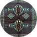 Round Persian Light Blue Traditional Rug, tr713lblu