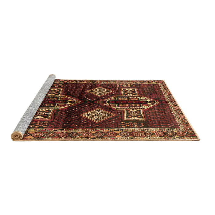 Sideview of Machine Washable Persian Brown Traditional Rug, wshtr713brn