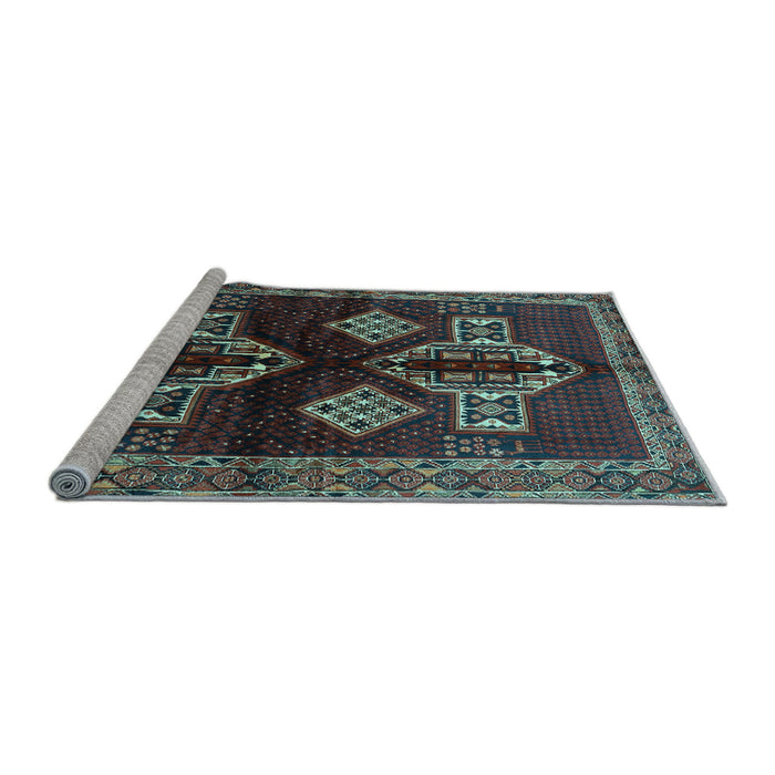Sideview of Machine Washable Persian Light Blue Traditional Rug, wshtr713lblu