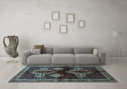 Machine Washable Persian Light Blue Traditional Rug in a Living Room, wshtr713lblu