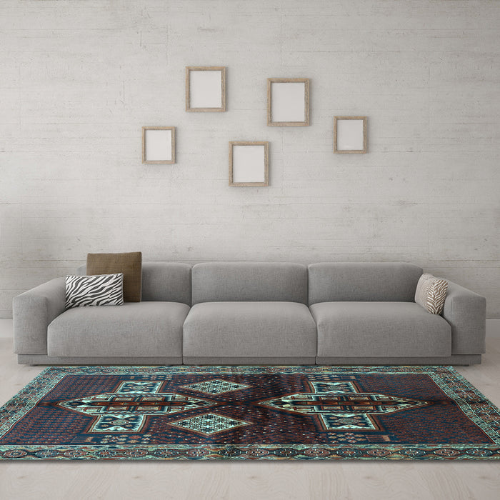 Machine Washable Persian Light Blue Traditional Rug in a Living Room, wshtr713lblu
