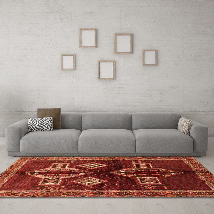 Machine Washable Persian Orange Traditional Area Rugs in a Living Room, wshtr713org