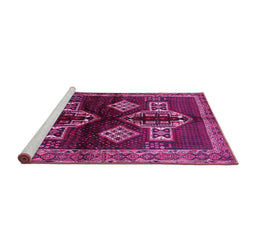Sideview of Machine Washable Persian Pink Traditional Rug, wshtr713pnk