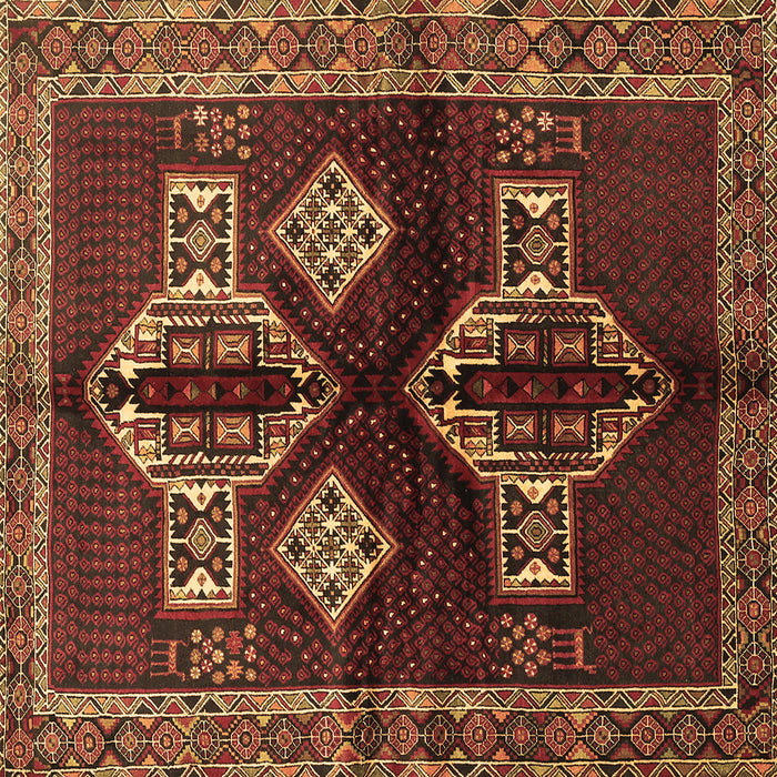 Square Machine Washable Persian Brown Traditional Rug, wshtr713brn
