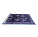 Sideview of Machine Washable Persian Blue Traditional Rug, wshtr713blu