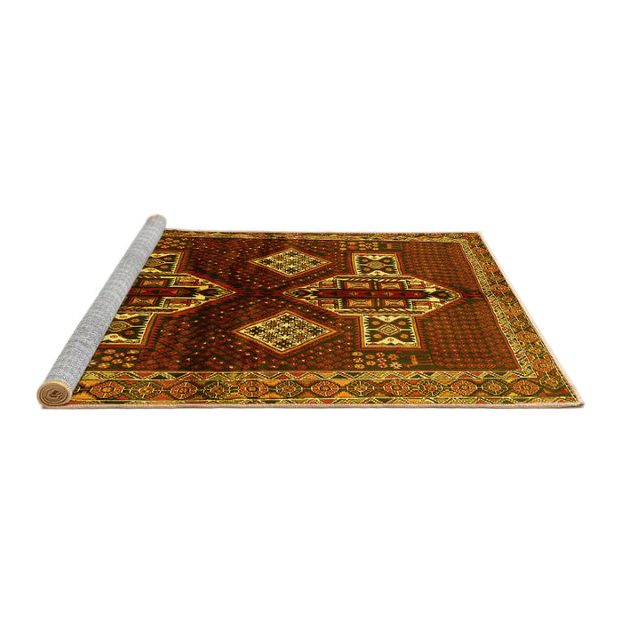 Sideview of Machine Washable Persian Yellow Traditional Rug, wshtr713yw