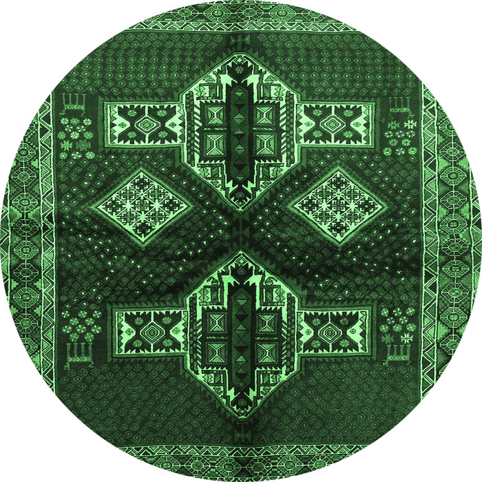 Round Machine Washable Persian Emerald Green Traditional Area Rugs, wshtr713emgrn