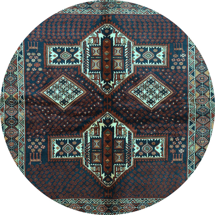 Round Machine Washable Persian Light Blue Traditional Rug, wshtr713lblu