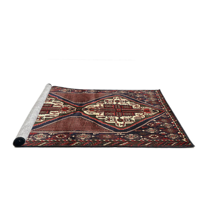 Sideview of Machine Washable Traditional Dark Almond Brown Rug, wshtr714