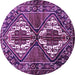 Round Machine Washable Persian Purple Traditional Area Rugs, wshtr714pur