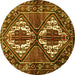 Round Persian Yellow Traditional Rug, tr714yw
