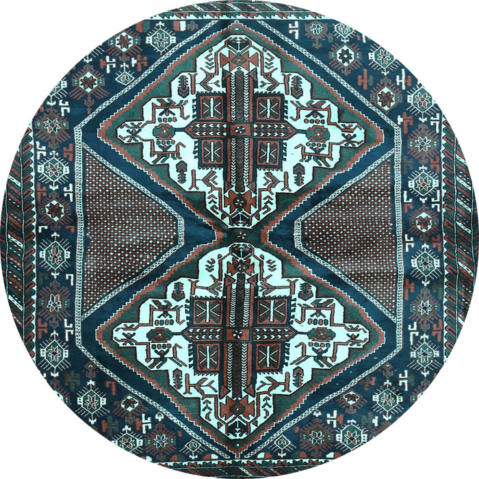 Round Machine Washable Persian Light Blue Traditional Rug, wshtr714lblu